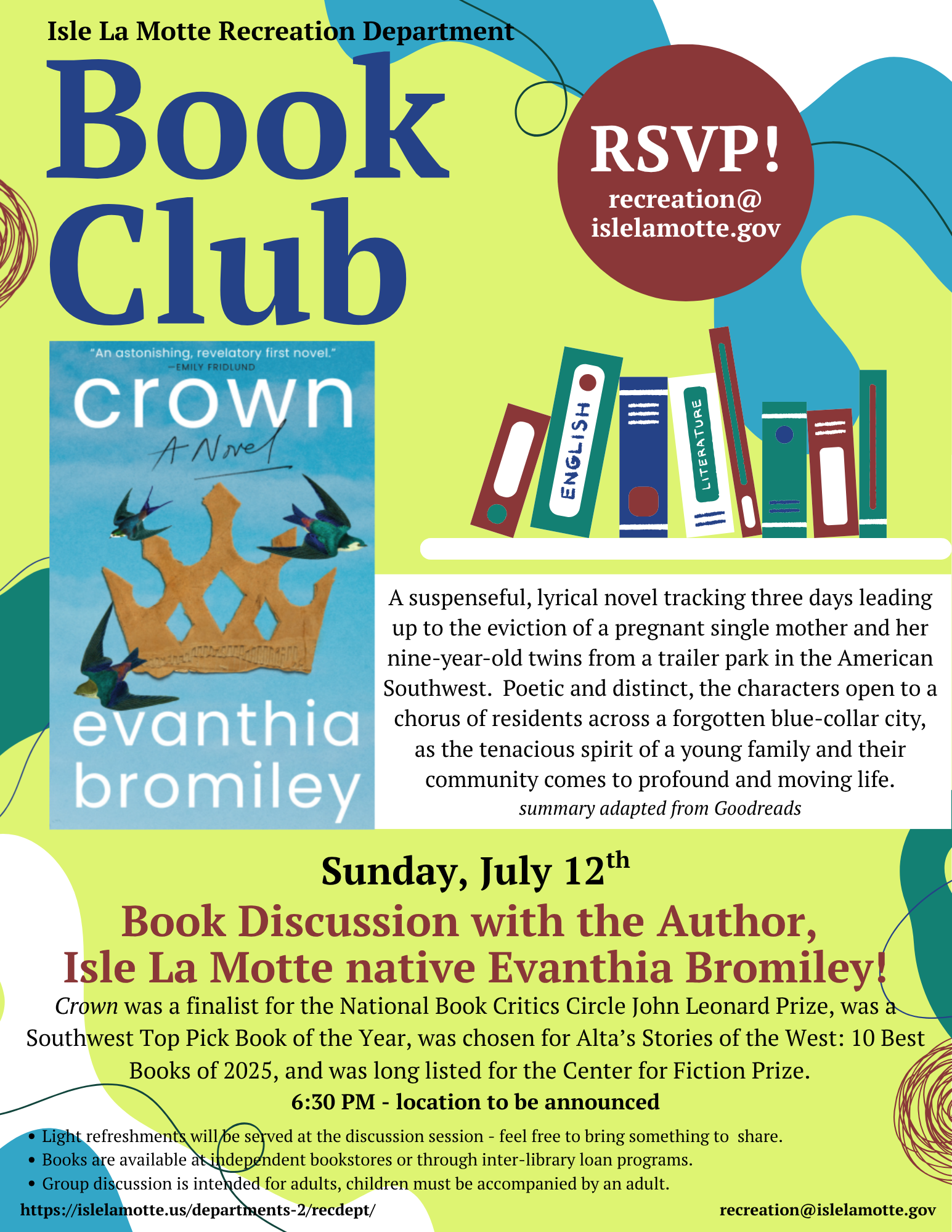 ILM Book Club - "Crown" Discussion with author Evanthia Bromiley @ To Be Announced