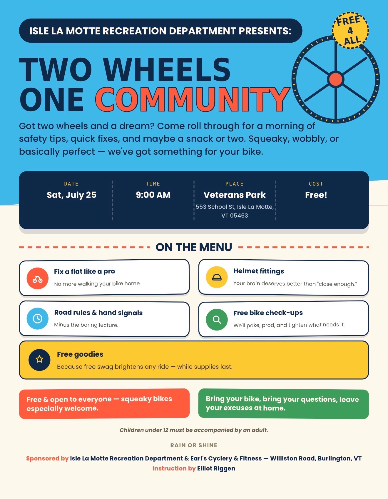 Two Wheels - One Community Bike Workshop @ Veterans Park