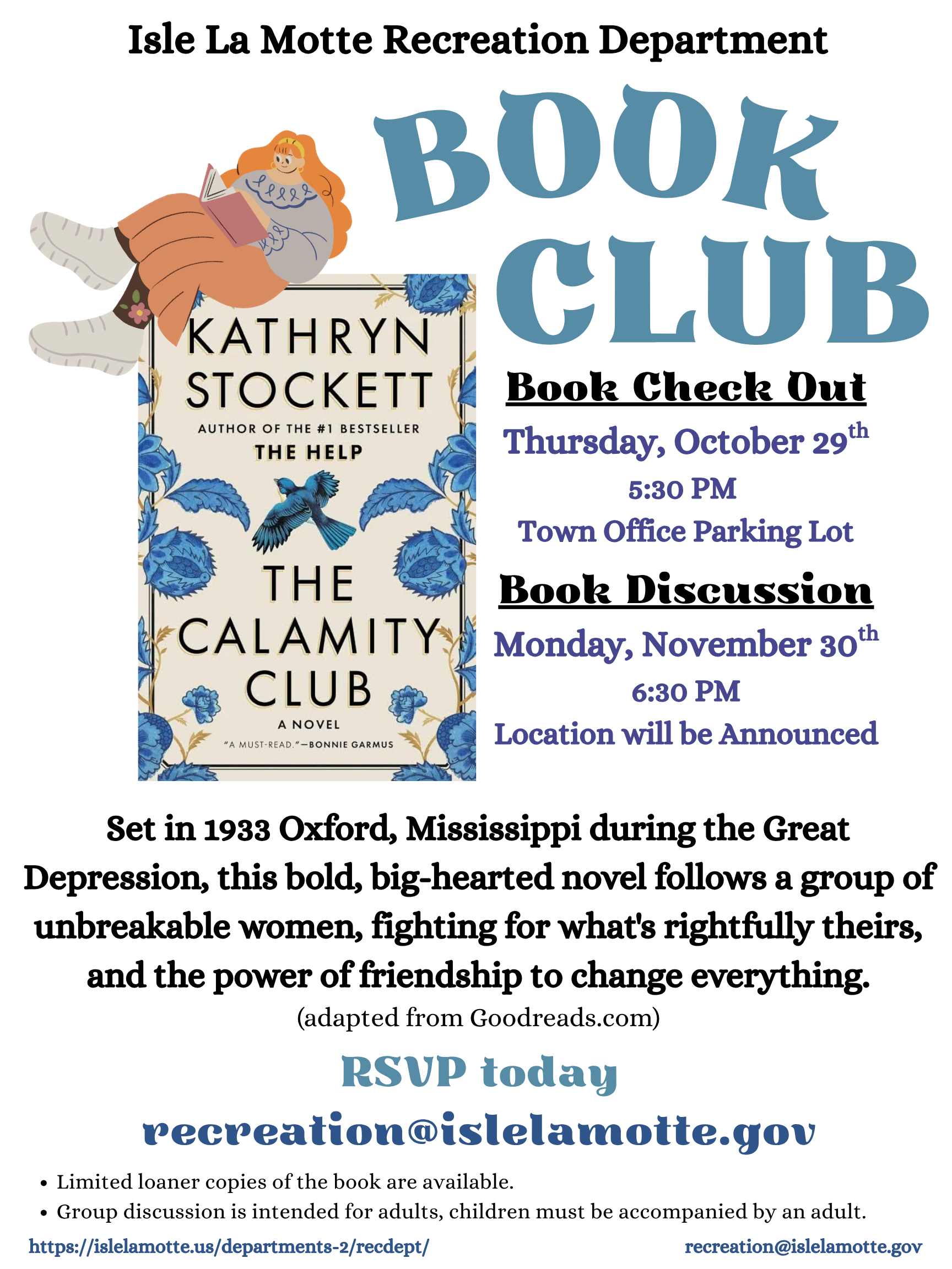 ILM Recreation Department Book Club Pickup @ Isle La Motte Town Office Parking Lot